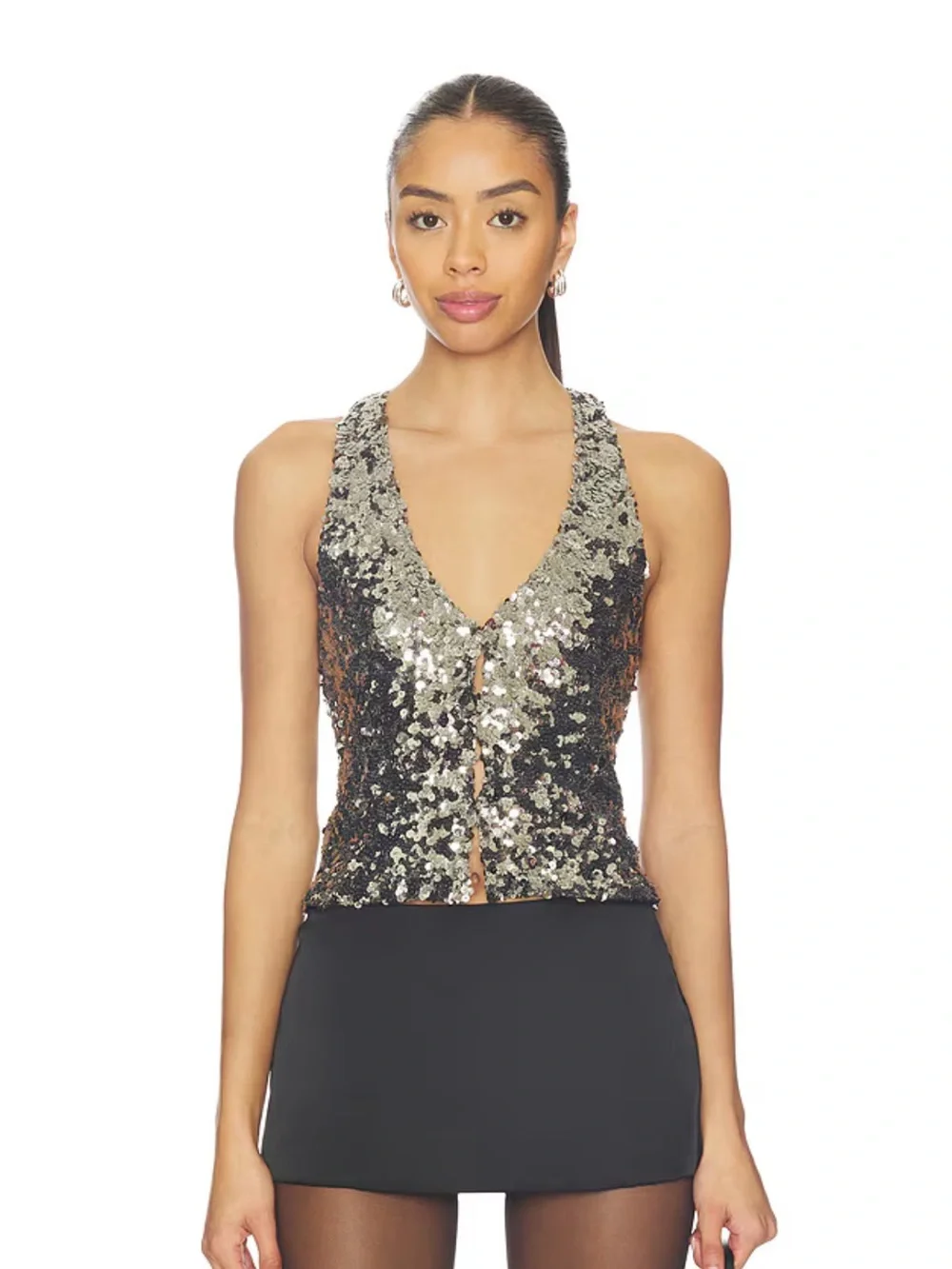 Free People Faye Shine Sequins Vest
